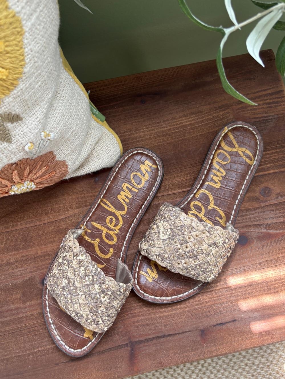 Sam Edelman Metallic Woven Slide Sandals